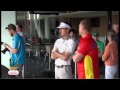 Australian PGA  Champinship competitors teeing off from Level 2 of Metricon Stadium