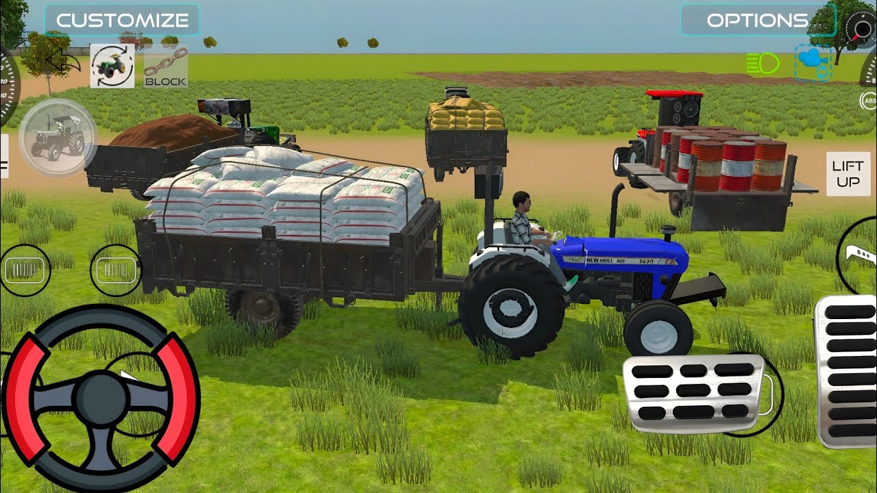 🎮💥 Deliver a Bori loaded trolley in farm house 🏠 in indian vehicles simulator 3D game 🎮#gaming​