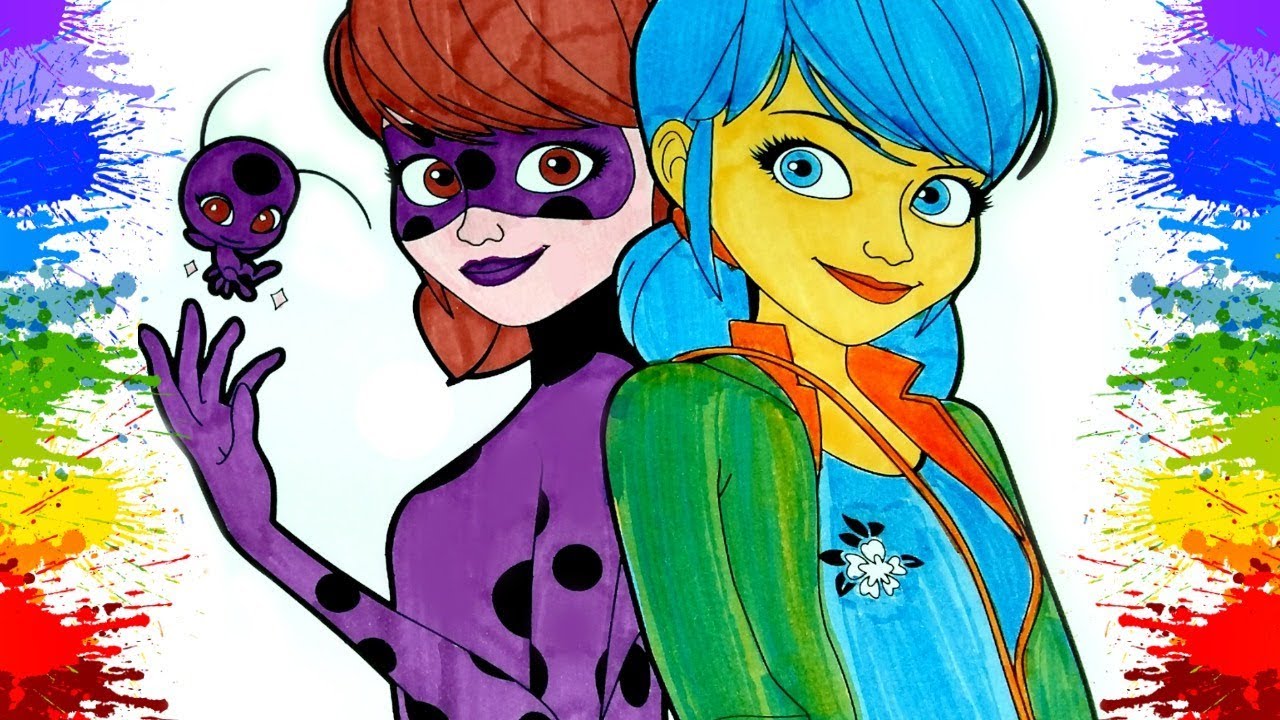 Miraculous Ladybug e Cat Noir Jogos de Pintar Desenho animado para crianças  Video infantil for kids 