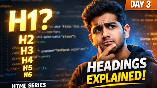 HTML Headings Explained 🔥 | H1 to H6 Tags Full Guide | MERN Stack Course Day 3