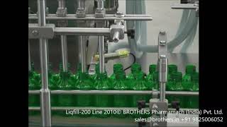 LIQFILL-200 Liquid Filling Line with Mechanical Volumetric Filling Speed of 200 Bottles Per Minute