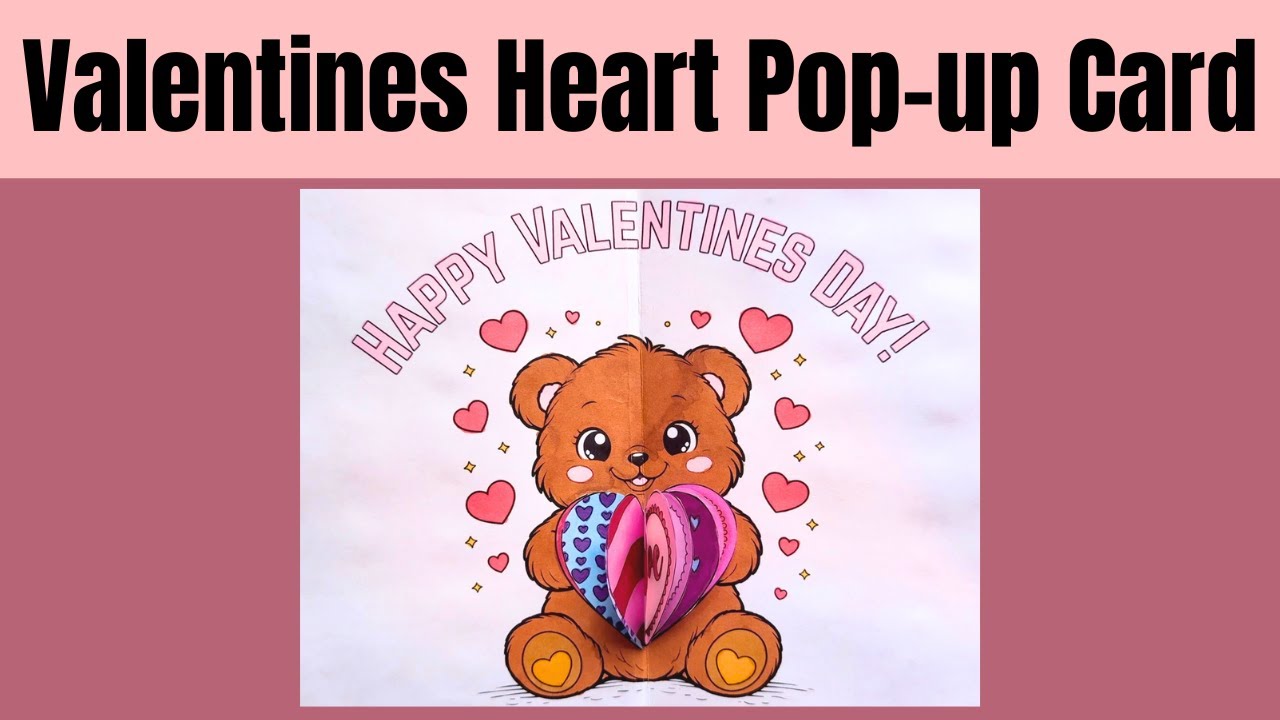 How to Make a Heart Valentines Day Pop Up Card - YouTube