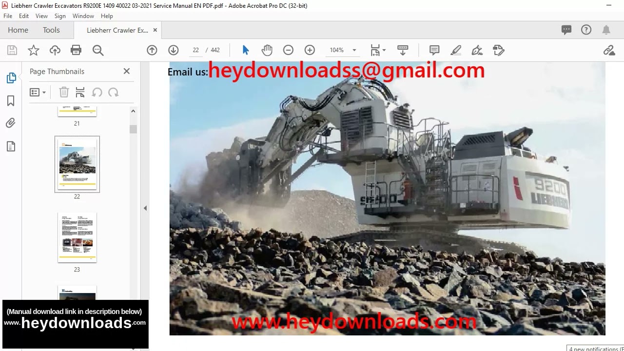 Liebherr Hydraulic excavator R 9200 E Operating manual 40022