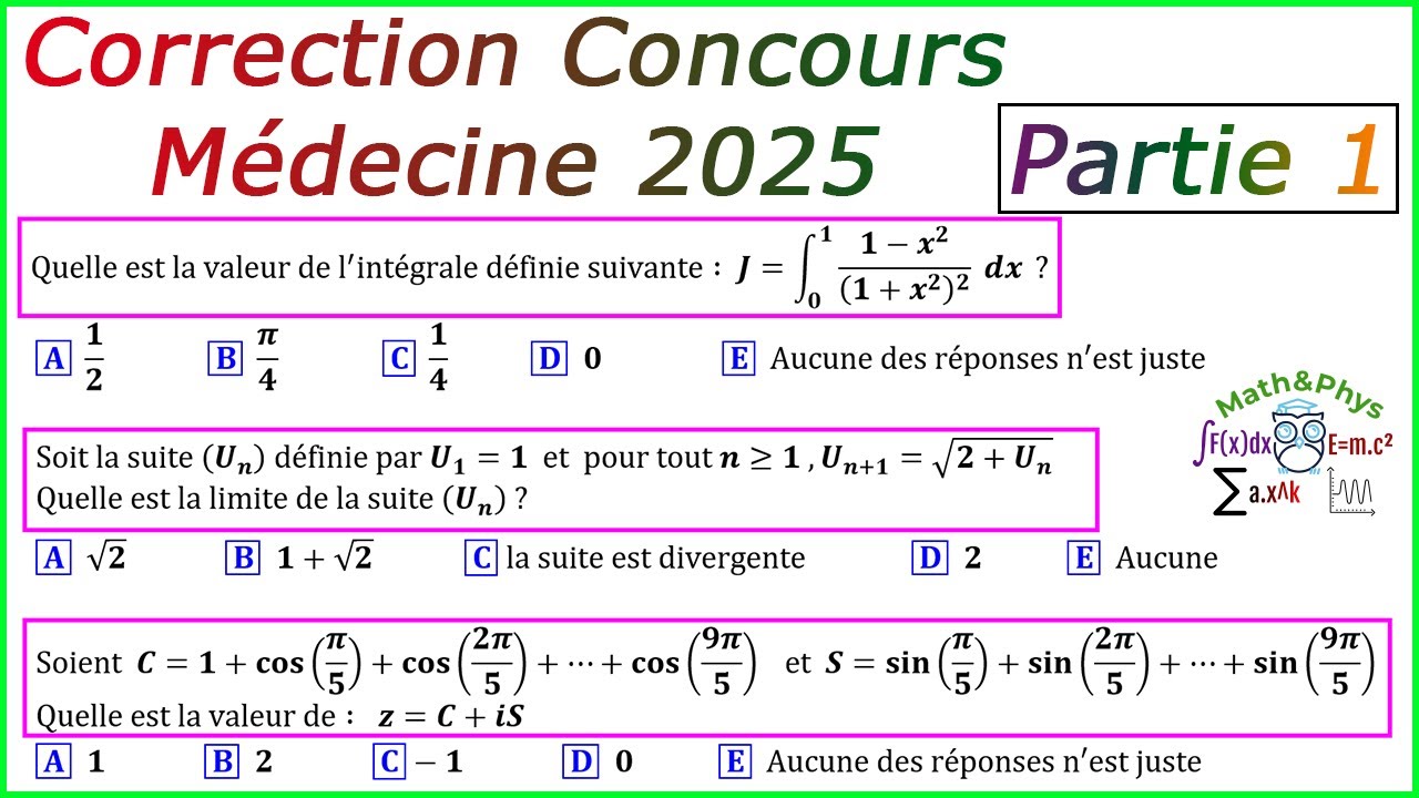 Correction Concours Médecine - Concours Médecine 2025 - [Partie 1]
