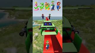 Ultimate Car Jump Fail &amp; Win with Mario Characters! #shorts #mario #gta