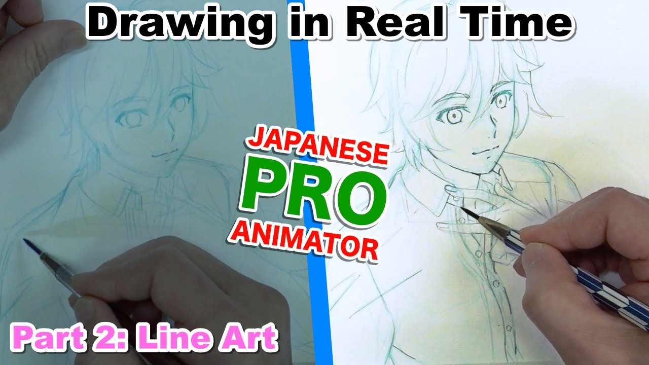 Realtime Drawing Line Art - Cute Guy in a Shirt!｜Japanese PRO Animator ...