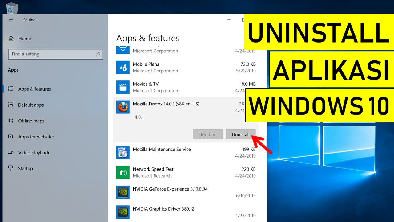 Cara Menghapus atau Uninstall program aplikasi di Laptop Windows 10
