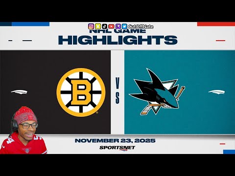 SHARKS FAN REACTS TO NHL Highlights | Bruins vs. Sharks - November 23, 2025