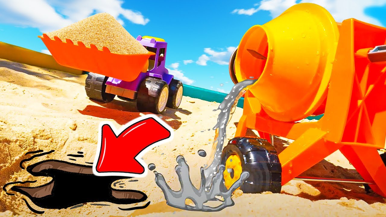 ¡Qué camión hormigonera tan ENORME! Vehículos de servicio para niños