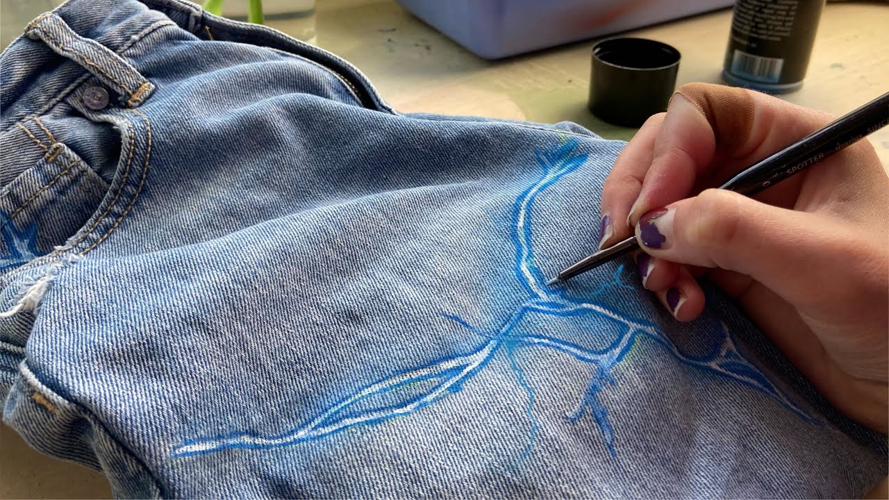 I Painted Lightning on Jeans!! - YouTube
