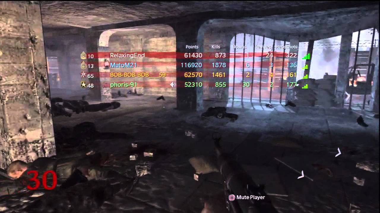 World At War Nacht Der Untoten Round 30 W 4 Players Call Of Duty Nazi Zombies Youtube