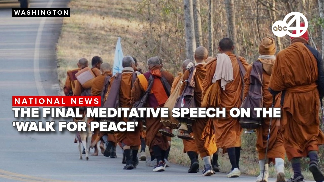 Buddhist monks final 'Walk for Peace' meditation at Lincoln Memorial in Washington, D.C.
