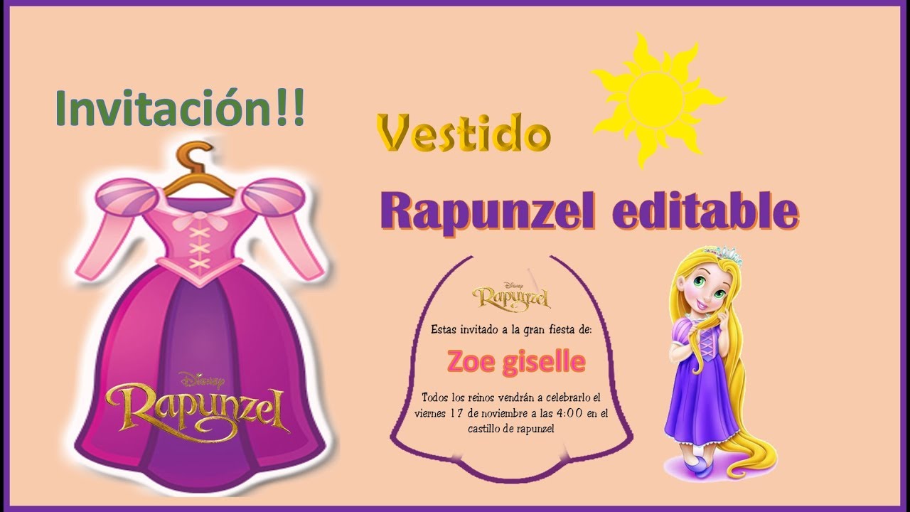 Gratis Rapunzel Cumpleaños Invitaciones