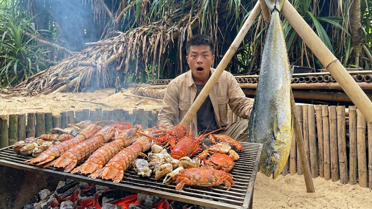 Cặp Đôi Thử Thách Sinh Tồn Trên Đảo Hoang - Dựng Lán Trú Ẩn Và Bắt Được Cá Khủng Bất Ngờ