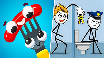 FORK N SAUSAGE vs THIEF PUZZLE GAME - All Levels Satisfying Gameplay Android, iOS Ep 2