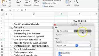 Excel: Event Production Scheduler