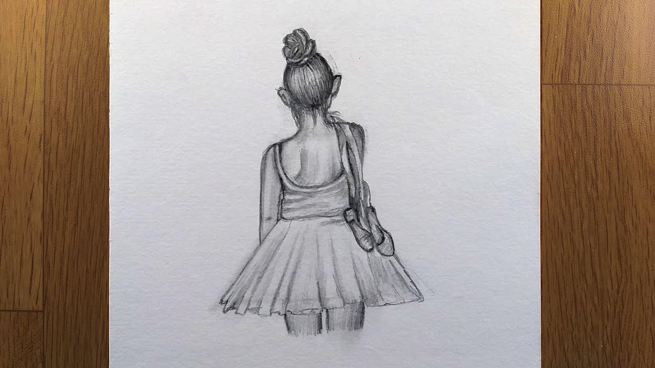pics Backside Dress Backside Back Easy Sketches Of Girls how to draw a girl from the backside with a tutu dress easy girl pencil sketch step by step