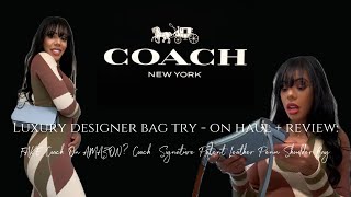 LUXURY DESIGNER BAG TRY - ON HAUL + REVIEW: FAKE COACH ON AMAZON SIGNATURE PATENT LEATHER PENN BAG