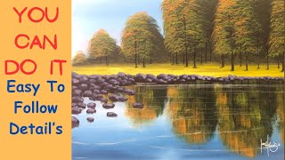 Learn How To Paint Tree reflections in Water #568
