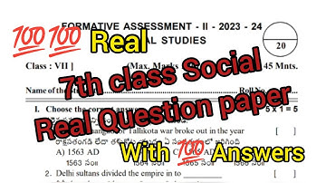 7th FA-2 Social 💯💯 real full Question Paper with Answers | FA-2 Social Answers 2023-2024 | Answers