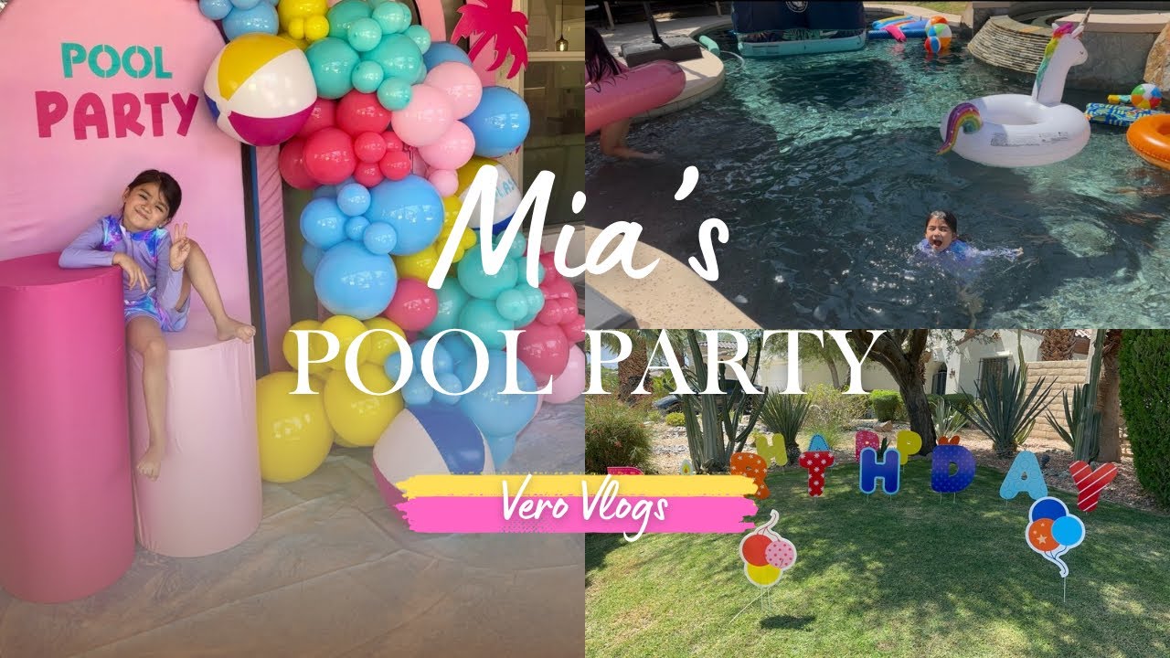Miaβs 6th birthday | Pool/waterslide party βοΈ - YouTube