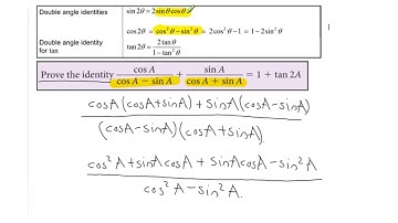Proving trigonometric identity using double angle identities