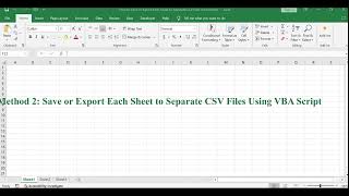 how to save or export each sheet to separate csv files in excel