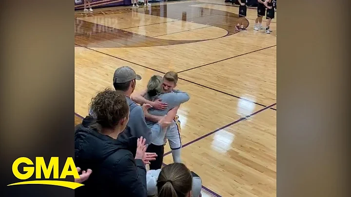 Mom gets pregame hugs from son's basketball team after his passing