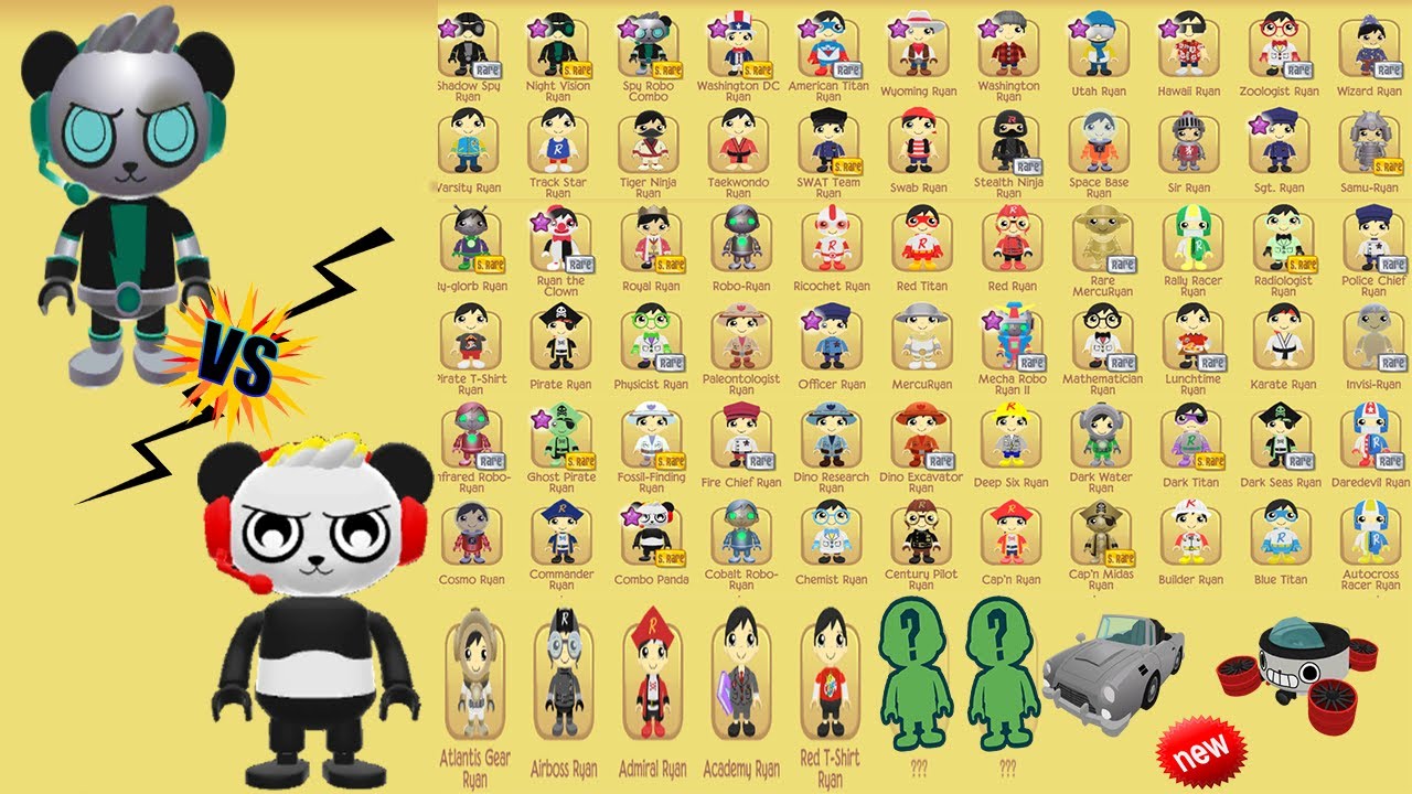 Tag With Ryan All 73 Character Unlocked Fully Upgraded - All Vehicles Unlocked and All Costumes