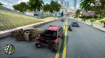 GTA SA Realistic Vehicle Deformation - Crash Testing Ep.75