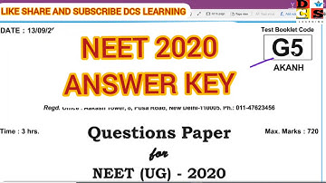 NEET (UG) MEDICAL ENTRANCE ANSWER KEY CODE G5