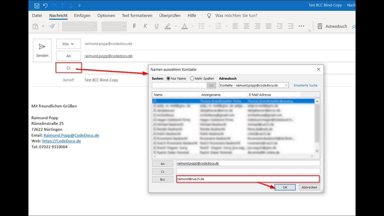 Update 📧 Email erstellen ohne andere Empfänger zu zeigen mit Outlook BCC Blind Copy