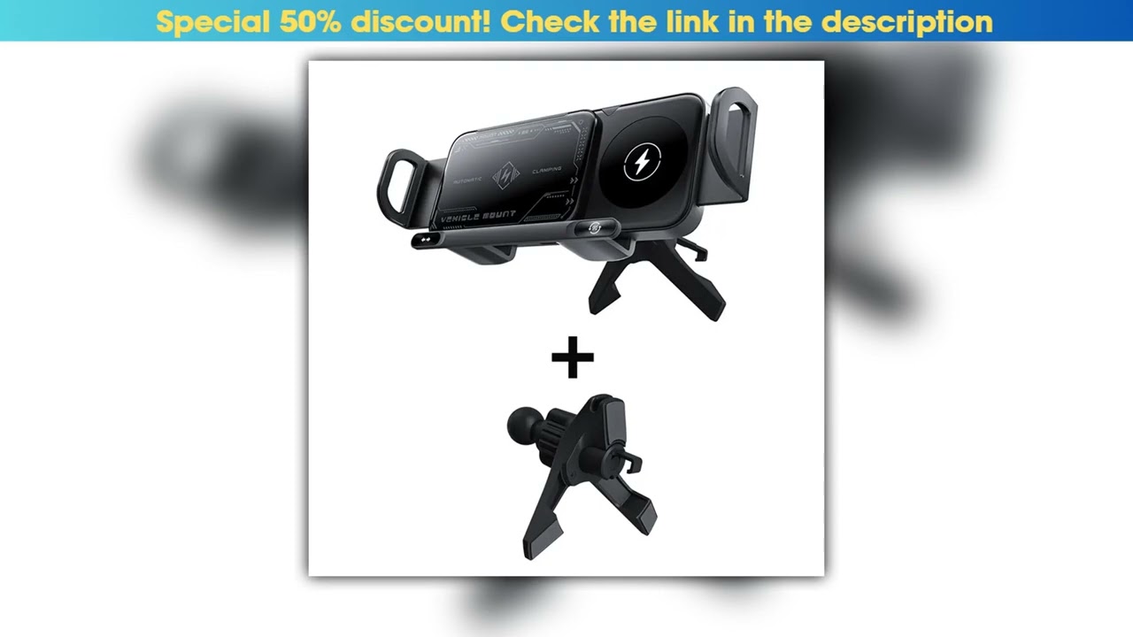 15W Car Wireless Charger Dual Coil Fold Screen Phone Holder Touch Rotation Phone Mount for