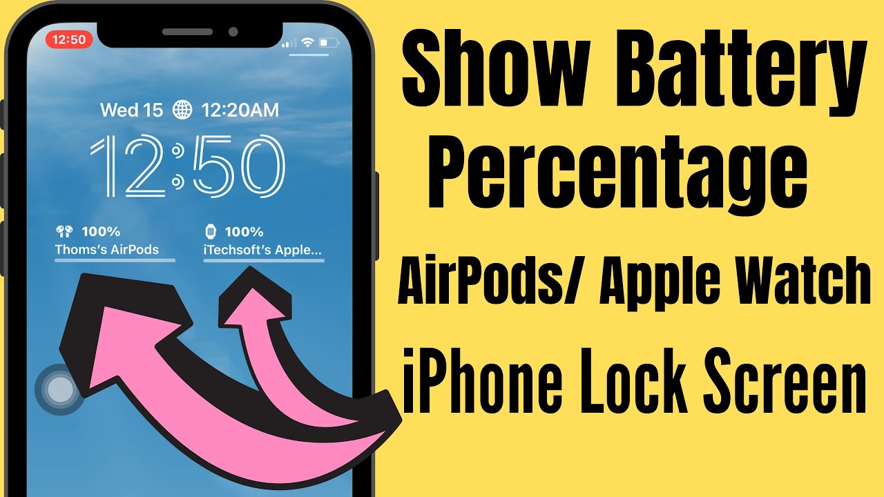 iOS 16: how show AirPods & Apple Watch Battery percentage on iPhone lock screen permanently - YouTube