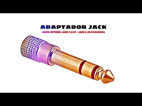 Video de Adaptador audio estereo jack 3.5 hembra a jack 6.35 macho  Dorado