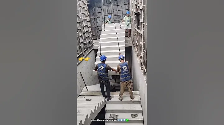 Assembly precast concrete staircase process - High technology crane at another level