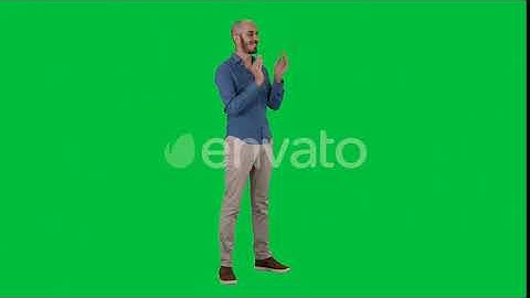 Handsom Arab Clapping His Hands Applauding on a Green Screen, Chroma Key | Stock Footage - Video...