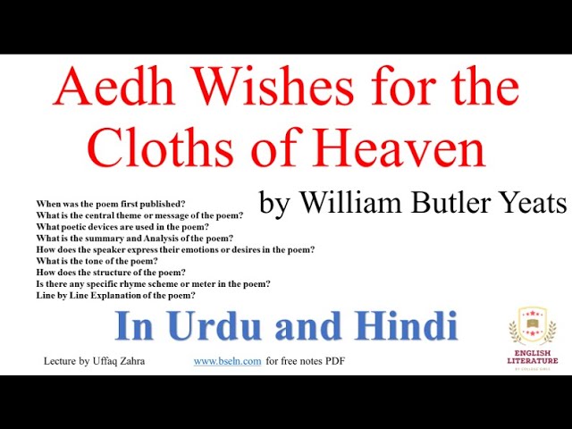 He Wishes For The Cloths Of Heaven Poem Analysis | Sitedoct.org