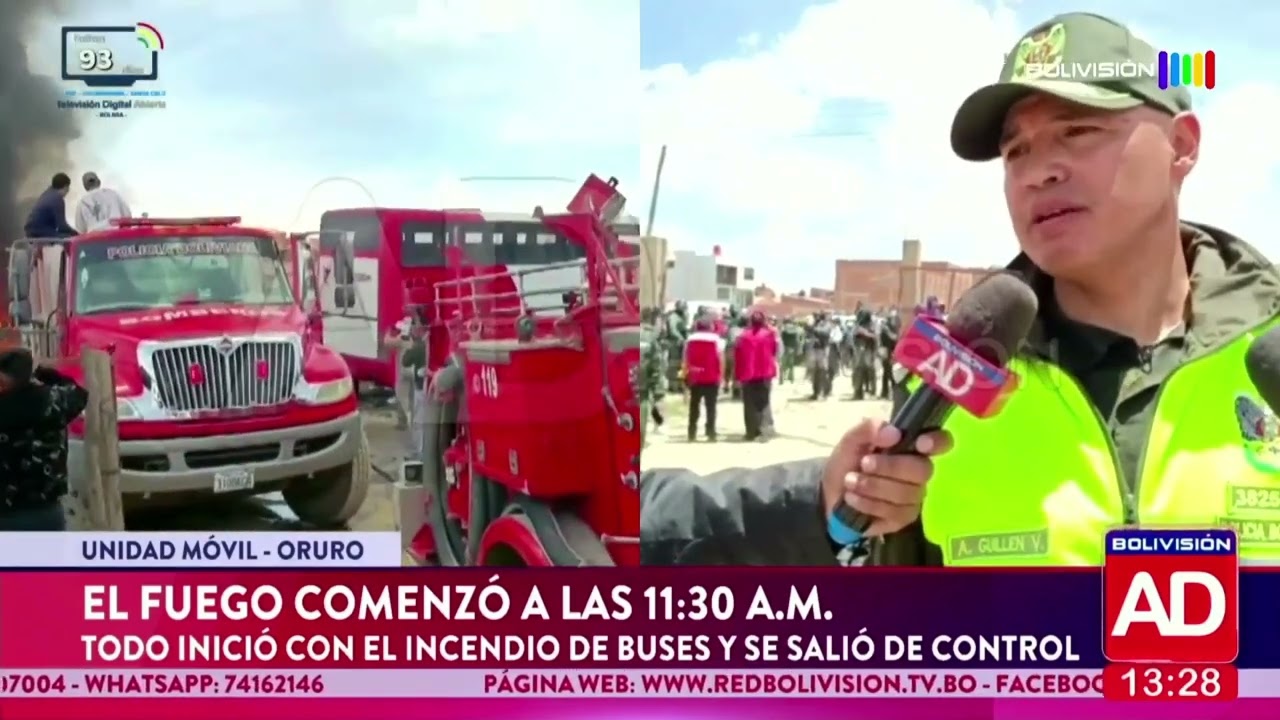 El incendio de buses en Oruro se salió de control