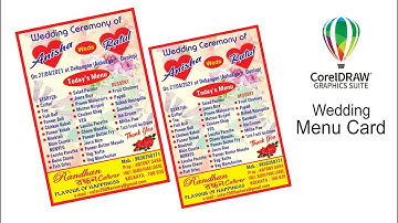 Colorful Wedding Menu Card Design in CorelDRAW | Techpro Deb