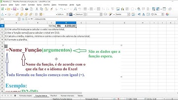 Criando funções no LibreOffice Calc  -  Funções: Soma, Média, Máximo, Mínimo e Contar