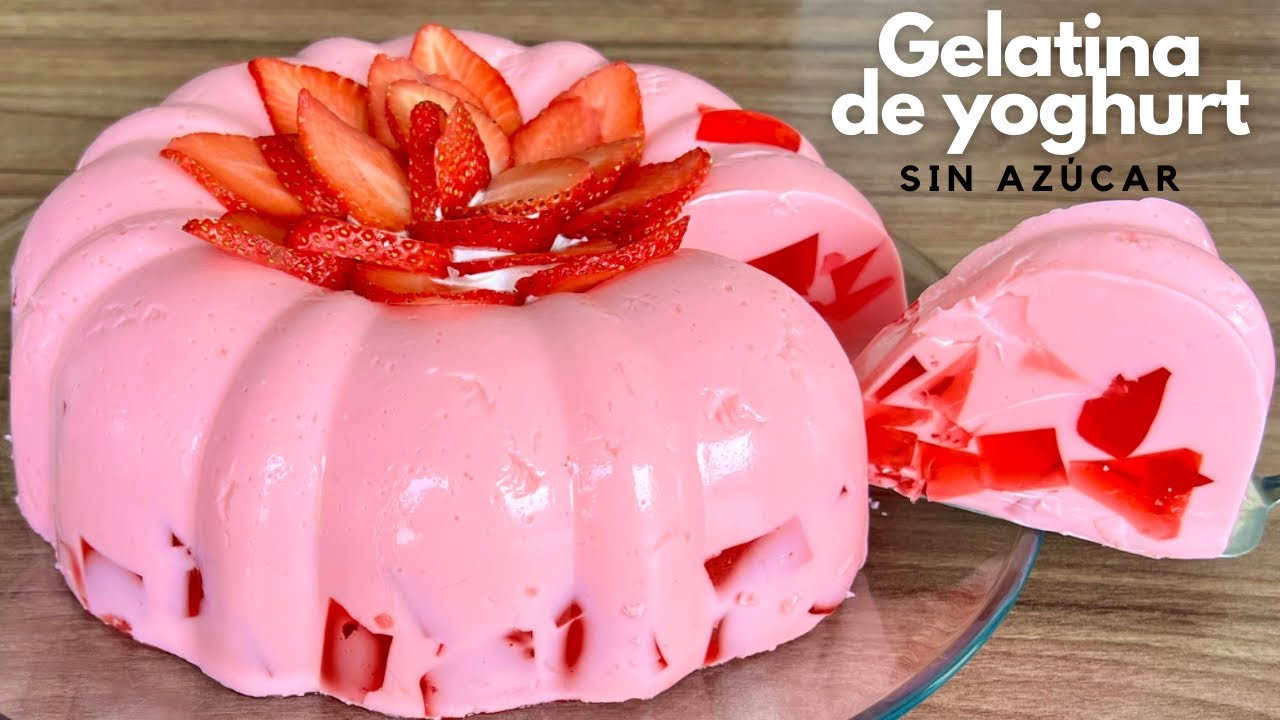 GELATINA CREMOSA DE YOGHURT CON FRESAS SIN AZÚCAR