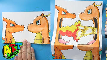 How to Draw Charizard vs Dragonite Folding Surprise