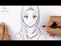رسم انمي سهل جدا للمبتدئين تعلم رسم فتاة انمي محجبة خطوة بخطوة تعلم رسم الانمي رسم انمي كيوت