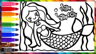 Dibuja y Colorea Una Linda Sirena 🧜‍♀️🌊🐚🌈 Dibujos Para Niños - thptnganamst.edu.vn