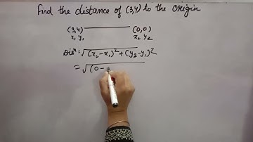 find the distance between points (3,4) and origin