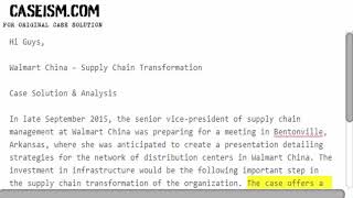 Walmart China – Supply Chain Transformation Case Solution & Analysis Caseism.com