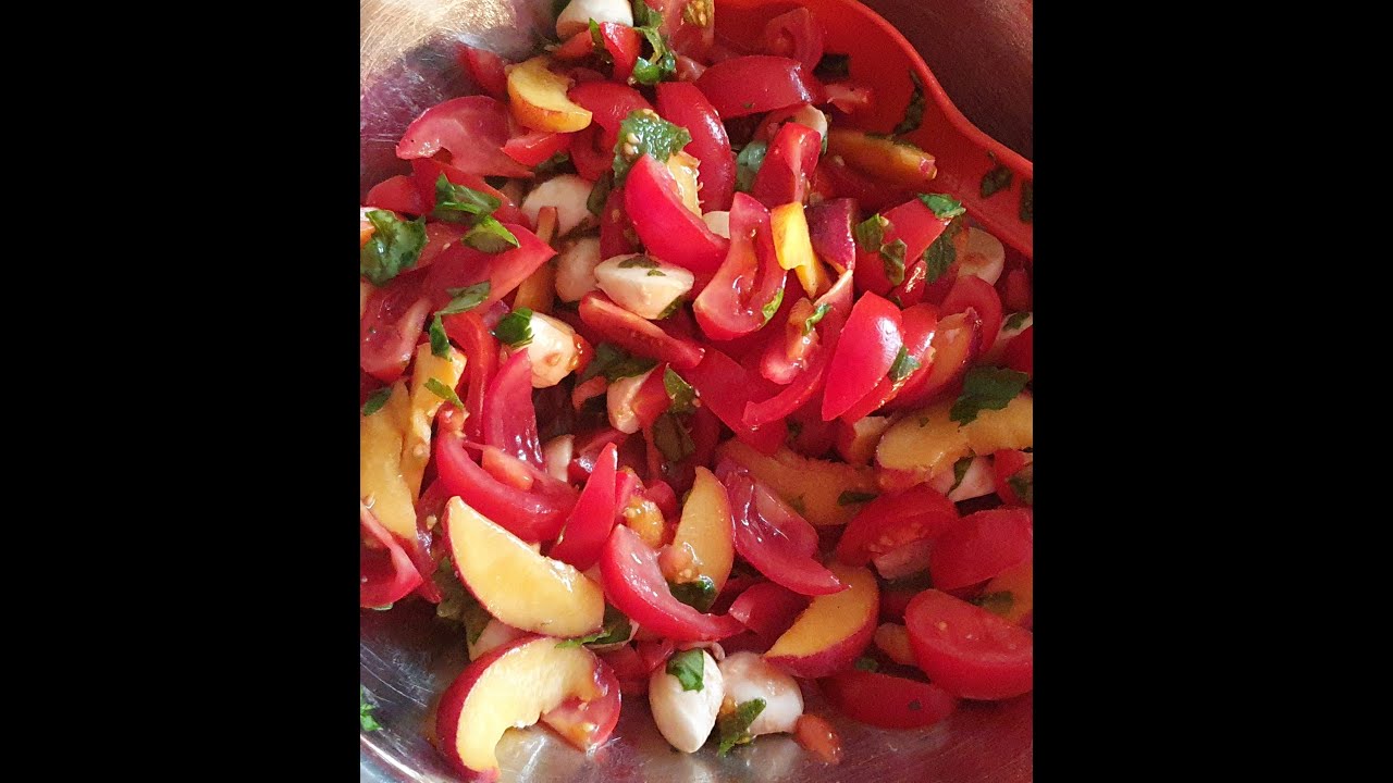 Tomaten-Mozzarellasalat mit Pfirsich - YouTube Tomaten-Mozzarellasalat mit Pfirsich - YouTube