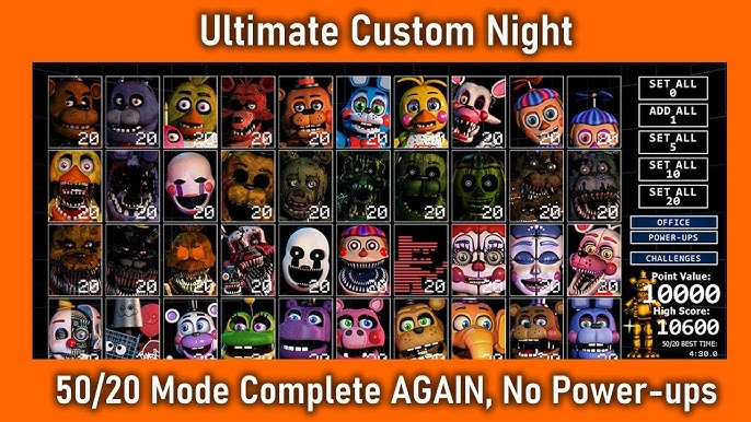 FNaF Ultimate Custom Night - 50/20 COMPLETE!!! (Game Complete, 10600,  UNBEATABLE Rank) 