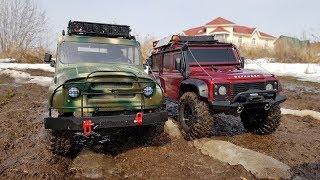 UAZ vs Land Rover ... Comparative test drive (SCX10 and TRX-4)